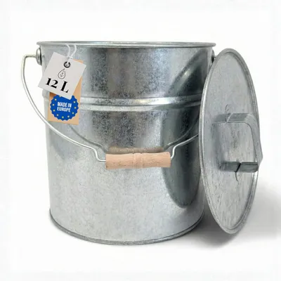Obrázok produktu pre Vedro na popol s vekom 12 L, pozinkovaná oceľ, pre krb