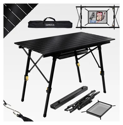 Produktbild von Campingtisch Klapptisch mit Aluminiumrahmen, aufrollbarer Tischplatte, höhenverstellbar, inkl. Tragetasche - bis 30 kg, Schwarz