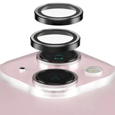Obrázok produktu pre PanzerGlass ® Hoops® Camera Lens Protector Black iPhone 15 | 15 Plus, Apple, Apple - iPhone 15, Apple - iPhone 15 Plus, Suché aplikovanie, Odolné proti poškriabaniu, Odolný proti nárazom, Čierna, 1 kusov
