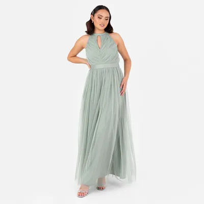 Productafbeelding van Anaya with Love: Damesjurk, maxi-model, mouwloos, halterneck met sleutelgatdetail en strikceintuur