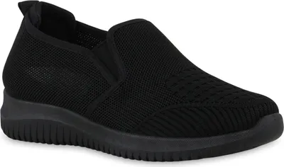 Produktbild von VAN HILL Damen Slip Ons Sportschuhe Sportliche Strick Profil-Sohle Schuhe 841705, Farbe: Schwarz, Größe: 37