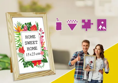 Obrázok produktu pre MG Design, prírodný rám na obrázky, 15 x 23 cm – vyrobený z prírodného dreva s akrylovým sklom, určený na zavesenie aj na postavenie, vhodný na fotografie, plagáty a puzzle