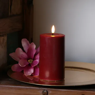Produktbild von Deluxe HomeArt "Deluxe HomeArt LED Kerze Bordeaux Stumpenkerze 7,5 x 12,5cm"