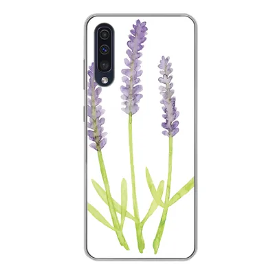 Produktbild von MuchoWow® Handyhülle Schutzhülle Hülle für Samsung Galaxy A50 Lavendel - Aquarell - Pflanzen Silikon Softcase Handy Hülle - Mobiltelefonhülle