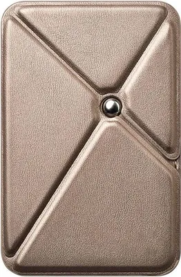 Produktbild von Magnetische Handyhalterung mit Kartenetui, MagSafe Ständer aus Kunstleder, 2-in-1 Kartenhalter für iPhone & Samsung, Gold