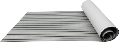 Zdjęcie produktu dla Mata podłogowa do łodzi, mata antypoślizgowa z pianki EVA, długość 240 cm, szerokość 90 cm, grubość 6 mm, szara z czarnymi paskami