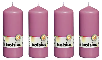 Produktbild von 4er-Set Stumpenkerze - Höhe 15 cm - Durchmesser 5,8 cm - Fuchsia