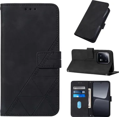 Produktbild von Hülle für Xiaomi 13 Pro Prägung Flip Leder Kartenfächer Schutzhülle mit Ständer Schwarz