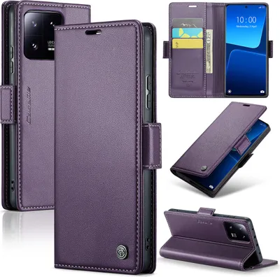 Produktbild von Xiaomi 13 Pro Hülle, Leder Brieftasche Kartenfach Schutzhülle mit Standfunktion für Xiaomi 13 Pro Lila