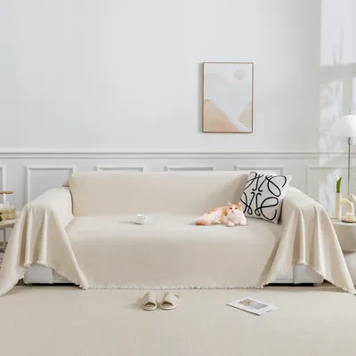 Produktbild von Sofa Überzug Kratzschutz Sofadecke Sofaüberwurf Sofabezug Kuscheldecke Hundedecke Sofaschoner, 180x180cm, Creme