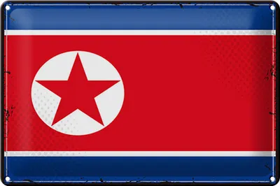 Produktbild von Blechschild Flagge Nordkorea 30x20cm Retro North Korea