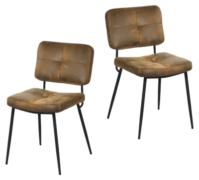 Produktbild von Retro-Skandinavische Esszimmerstühle – Set aus 2 – Braun, Baumwolle – Ergonomisches Design mit Metallbeinen