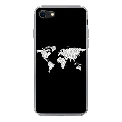 Produktbild von MuchoWow® Handyhülle Schutzhülle Hülle für iPhone SE 2022 Weltkarte - Muster - Schwarz Silikon Softcase Handy Hülle - Schutzhülle