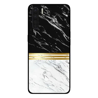 Image de Smartphonica Coque de téléphone pour OPPO A91 aspect marbre - coque arrière étui marbre - Noir Blanc