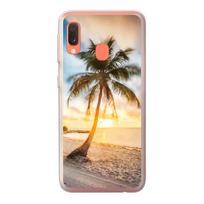 Produktbild von MuchoWow® Handyhülle Schutzhülle Hülle für Samsung Galaxy A20e Sonnenuntergang - Strand - Palme Silikon Softcase Handy Hülle - Abdeckung