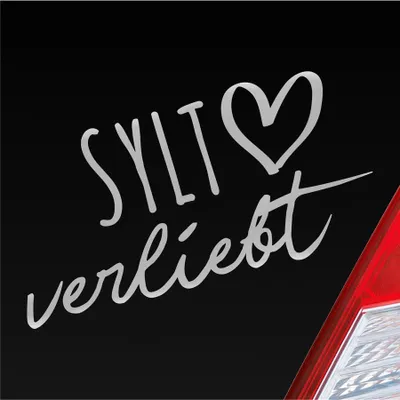 Produktbild von Auto Aufkleber Sylt verliebt Herz Insel Nordsee Liebe Car 19x10 cm Silber Sticker Heckscheibenaufkleber