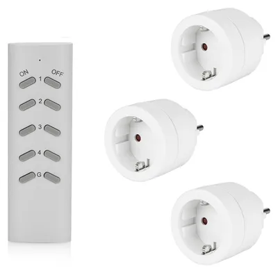 Image de Prise sans fil - Interrupteur - Télécommande - 3 récepteurs - Intérieur