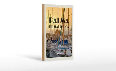 Produktbild von Holzschild Reise 12x18 cm Palma de Mallorca Yachten Meer Dekoration