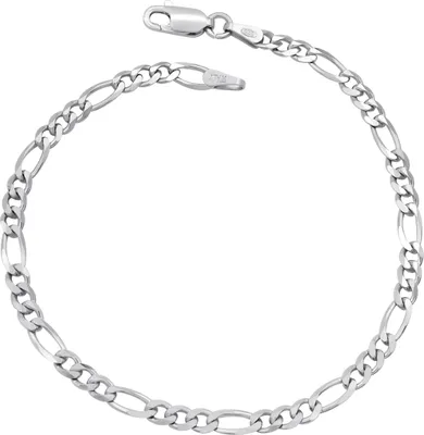 Produktbild von Figaro Armband 925 Sterling Silber rhodiniert 3,5mm breit Länge wählbar 17 18 19 20 21 22 cm Figarokette Silberkette Armkette Armkettchen anlaufgeschützt (20)