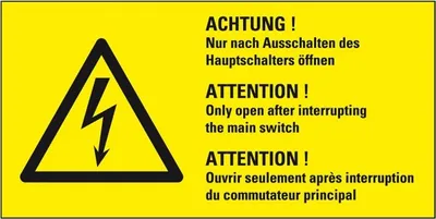Produktbild von Dreifke® Aufkleber I Warn-Kombischild Nur n.Ausschalten d.Hauptschalt.öffnen,...
