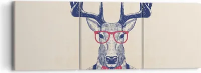Produktbild von Bild auf Leinwand - Leinwandbild - Charakter Hirsch Illustration hipster - 90x30cm - Wand Bild - Wanddeko - Leinwanddruck - Bilder - Kunstdruck - Leinwand bilder - Wandkunst - CA90x30-3120