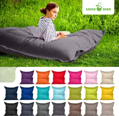 Produktbild von Green Bean® Indoor Sitzsack "Square" 140x180cm mit 380 Liter EPS Perlen Füllung - für Kinder & Erwachsene - Anthrazit