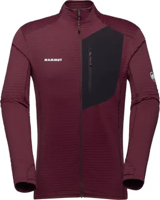 Bordeauxrote Mammut Taiss Light ML Jacke für Herren mit schwarzer Brusttasche und Stehkragen