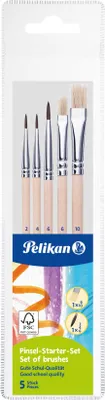 Produktbild von Pelikan Pinsel-Set, Größe 2, 4, 6, 10, (3 Haarpinsel, 2 Borstenpinsel), Schaft n