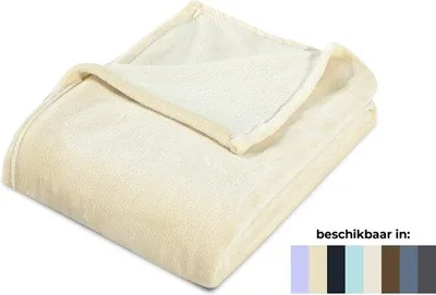 Produktbild von Unyqoos® Fleecedecke Plaid 150x200 cm, Creme – 100% Polyester, weiche Kuscheldecke für Sofa & Sessel, warme Wohnzimmerdecke