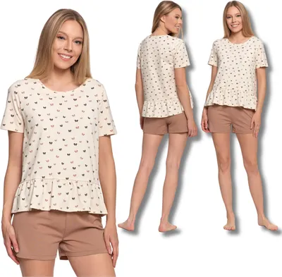 Produktbild von Frauen Zweiteilige Pyjamas Moraj Kurze Ärmel Hose Shorts Niedlich Xl