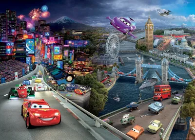 Produktbild von Disney Poster Cars Blau, Rot und Lila - 600649 - 160 x 110 cm
