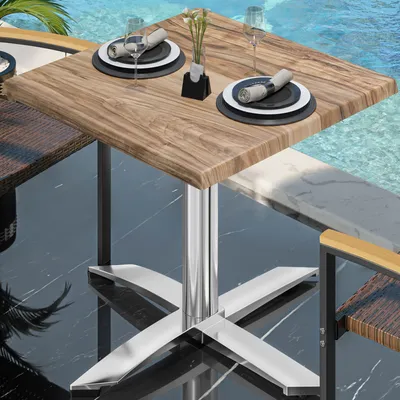 Produktbild von WTG | Bistro Außen Tisch | B: T: H:  70 x 70 x 75,5 cm | Sheesham / Aluminium | Quadratisch | Bistro Tisch Gastro Tisch