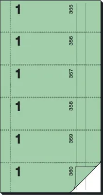 Produktbild von Bonbuch 105x200mm 2x60 Blatt 360 Abrisse hellgrün/weiß Packung mit 5 Stück
