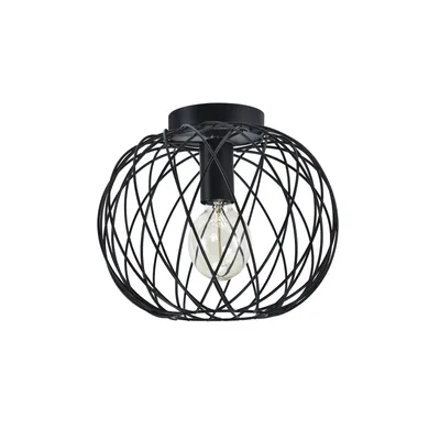 Produktbild von ZMH Deckenlampe 1 Flammig Esszimmerlampe Ø 25cm Deckenleuchte Flur E27 Industrial Metall Kaefig Gitter Retro für Wohnzimmer Küche Schlafzimmer Schwarz