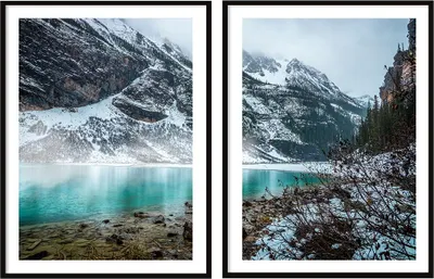 Obrázek produktu pro BILDPOSTER V RÁMU 53x73cm diptych se 2 obrazy hory jezero P2077