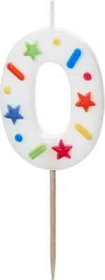 Produktbild von Kerzenzahl #0 | 5,5 cm Weiß Konfetti