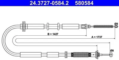 Produktbild von ATE Handbremsseil Seilzug Feststellbremse für FIAT TIPO Schrägheck (356) Hinten 24.3727-0584.2