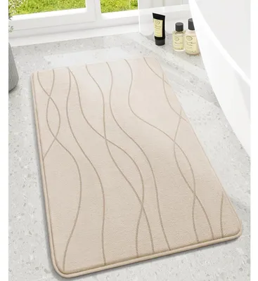 Immagine prodotto di Tappeto da bagno in memory foam, antiscivolo, assorbente, lavabile, color beige, 60x90 cm