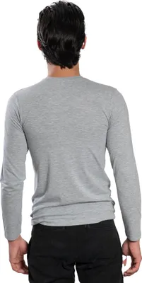 Produktbild von Herren-Langarmshirt mit Rundhalsausschnitt. Grau meliert. : S