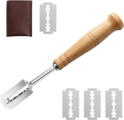 Produktbild von Bäckermesser, Baguettemesser mit Brot Bäcker Cutter Edelstahl Küchen Brotmesser Werkzeug mit 5pcs Klingen, Ritzmesser zum Einschneiden von Baguette, Brot oder Brötch