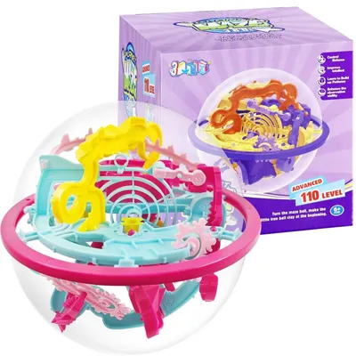 Produktbild von Kugellabyrinth Geschicklichkeitsspiel 3D Puzzleball - 110 Hindernisse - Balance-Spiel - Zwei Farben