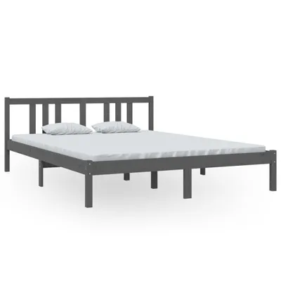 Immagine prodotto di vidaXL Letto in legno massiccio grigio 150x200 cm