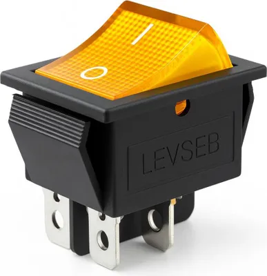 Obrázok produktu pre Kolískový spínač 4-pinový 16 A 250 V 28 x 21 mm Kolískový spínač žltý LED osvetlený Zapnutie/vypnutie Snap-in