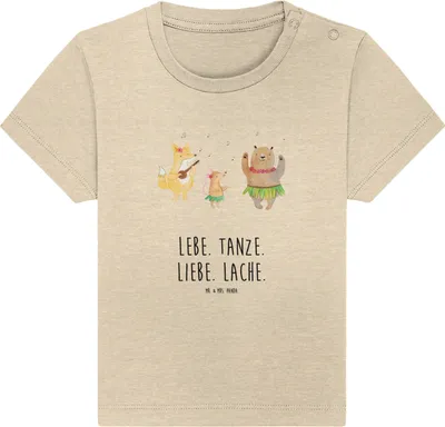 Produktbild von Mr. & Mrs. Panda Babyshirt Waldtiere Aloha 0. - 6. Monat - Natural Raw - Geschenk, Hase, Igel, Lustige Sprüche, Baby  Shirt, T-Shirt, Musik, Wald, Organic, Lachen, Bär