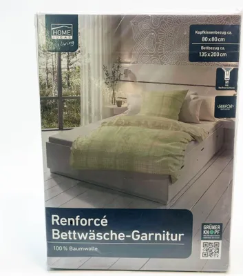 Produktbild von Home Ideas Living Renforce Bettwäsche-Garnitur, 100% Baumwolle, Kissenbezug 80x80cm, Bettbezug 135x200cm, atmungsaktiv, pflegeleicht.