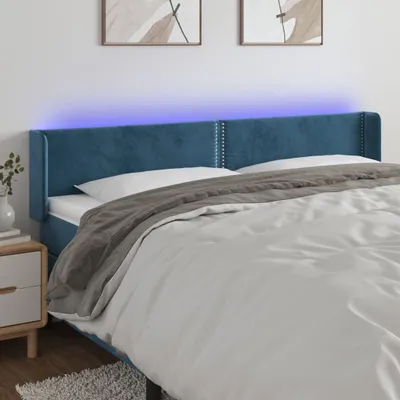 Produktbild von Design Möbel LED Kopfteil Dunkelblau 163x16x78/88 cm Samt - 2024 Neu