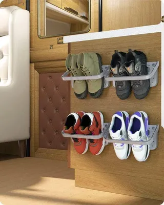 Image de Étagère à chaussures murale, 4 étagères, gris