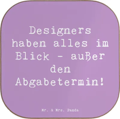 Produktbild von Mr. & Mrs. Panda Untersetzer für Gläser Spruch Designer Überblick - Lavendeltraum - Geschenk, Geschenke Berufstätige, gläseruntersetzer, personalisierte, Teeuntersetzer