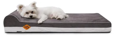 Image de Lit orthopédique pour chien en mousse à mémoire de forme avec coussin, imperméable, housse amovible, gris, 86x55x15 cm