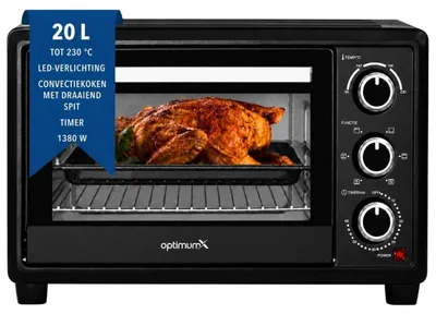 Zdjęcie produktu dla Piekarnik mini - Piekarnik z termoobiegiem - 20 l - 1380 W - Czarny